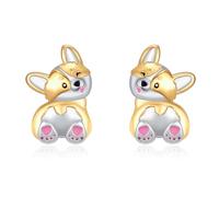 TANGPOET Corgi Dog Stud Earrings Gifts for Corgi Lovers Women Girls 925 Sterling Silver Gold Plated Puppy Jewellery for Dog Mom Pet Lovers Birthday Christmas