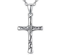 TANGPOET Cross Necklace 925 Sterling Silve Crucifix Pendant Religious Christian Baptism Cross Chain Valentines Day Jewellery Gifts for Family Friends