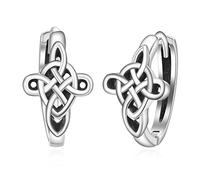 TANGPOET Hoop Earrings 925 Sterling Silver Celtic Knot Small Sleeper Earrings Huggie Earring Valentine Day Gifts for Men Women Boys Girls