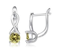 TANGPOET Infinity Earrings 925 Sterling Silver Leverback Hoop Earring with Cubic Zirconia Birthstone Jewellery Gifts for Women, August