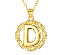 TANGPOET Initial D Necklace for Women Girls 925 Sterling Silver Gold Plated Letter D Pendant Mothers Day Birthday Christmas Alphabet Monogram Jewellery Gifts