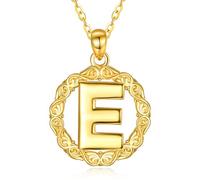 TANGPOET Initial E Necklace for Women Girls 925 Sterling Silver Gold Plated Letter E Pendant Mothers Day Birthday Christmas Alphabet Monogram Jewellery Gifts