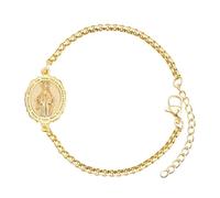 TANGPOET Miraculous Medal Bracelet for Women Men 925 Sterling Silver Gold Plated Virgin Mary Charm Link Bracelet Religious Catholic Christian Jewellery Protectiom Amulet Gifts