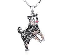 TANGPOET Rottweiler Dog Pendant Necklace Gifts for Women Men 925 Sterling Silver Puppy Memorial Jewellery for Dog Mom Dad Kids