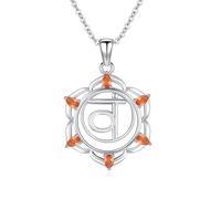 TANGPOET Sacral Chakra Necklace for Women Sterling Silver Svadhisthana Spiritual Pendant with Orange Healing Stone Lotus Jewellery Gifts for Yoga Lovers on Mothers Day Birthday Christmas