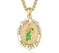 TANGPOET Saint Jude Medal Necklace for Women Men Gold Plated 925 Sterling Silver San Judas Tadeo St Jude Pendant Catholic Religious Christian Jewellery Protectiom Amulet Gifts