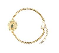 TANGPOET St Jude Medal Bracelet for Women Men 925 Sterling Silver Gold Plated San Judas Tadeo Religious Catholic Christian Jewellery Protectiom Amulet Gifts for Birthday Christmas