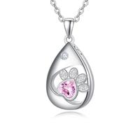 TANGPOET Teardrop Ashes Necklace 925 Sterling Silver Dog Paw Urn Necklace, Cremation Jewellery for Ashes Pendant, Gifts for Women Girls, with Funnel Filler Kit