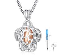 TANGPOET Turtle Ashes Necklace 925 Sterling Silver Sea Turtle Urn Necklace, Cremation Jewelry for Ashes Pendant, Gifts for Women Ladies Girls