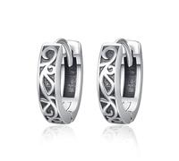 TANGPOET Vintage Ankh Cross Earrings 925 Sterling Silver Celtic Knot Black Hoop Earrings Hypoallergenic Egyptian Jewellery for Men Women