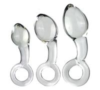 TangQian 3 Sizes Glass Anal Plug with Pull Ring Clear Crystal Glass Dildo Glass Plug Butt Plug Anal Butt Plug Anal Beads Anal Dildo Anus Dilator Prostate Massager Anal Plug Sex Toy for Women Men Begin