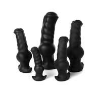 TangQian 5 Sizes Silicone Animal Dog Dildo Alien Realistic Monster Dildo Anal Dildo with Suction Cup Anal Butt Plug Penis Replica Prostate Stimulation Sex Toy Dildo for Men and Women (Size : Schwarz-