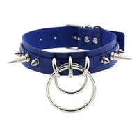 TangQian BDSM Double O-Shape Collar Rivet Necklace Master Slave Collars Women Adjustable Collar Cosplayer Sex Accessories Erotic Neck Restraint Sexy Collar Adult Fetish BDSM Sex Toys (Color : Blue Bl