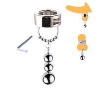 TangQian Heavy testicle ring ball stretcher with adjustable metal beads stainless steel testicle weight penis training scrotum pendant ring penis ring cock ring CBT SM bondage sex toy for men (Size :