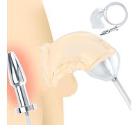 TangQian Silicone Soft Penis Sleeve with Metal Hollow Anal Plug Anal Dilator Butt Plug Urinal Piss Funnel Enema Anal Shower Slave Bondage Penis Sleeve SM Sex Toy for Couples Men