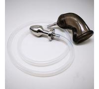 TangQian Silicone Urinal Piss Funnel Hollow Stainless Steel Anal Plug Butt Plug Enema Anal Shower Penis Cuffs with Penis Sleeve BDSM Bondage Sex Toys for Men Couples (Color : Schwarz)