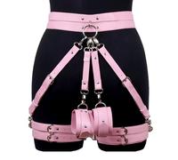 TangQian SM Bondage Harness, Adult Erotic Leather Thigh Cuffs, Erotic Wear Female Implements Adjustable Pants Belt(Color:Pink)