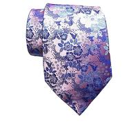 TANGQING New Classic Floral JACQUARD WOVEN Silk Men's Tie Necktie, Pink Blue, Length: 58" (148cm) Width: 3.5" (9 cm) at widest