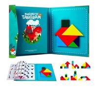 Tangram Magnetic Puzzle Tangram Puzzle with Geometric Shapes Magnetic Puzzle Book Game Exercise Children Intellectual Learning Toy for 3-7 Years Children Educational Toy Puzzle Gift