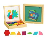 Tangram, Magnetic Tangrams, 108 Way & 30 Scene Magnetic Puzzle Focus & Thinking Fun Wooden Toddler Montessori Toys for Boys, Girls 3-12 Years