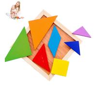 Tangram Puzzle - 4.52 Inch Early Education Matching Geometry Game | Wooden Challenging Logic Blocks For School, Travel, Apartment, Vacation, Outgoing, Camping, Christmas, Birthday