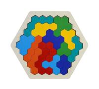 Tangram Puzzle - montesori Wood Puzzle | Hexa Block Puzzle, Hexagon Tangram Puzzle, Wooden Brain Teaser Puzzles, Geometry Shape Brain Games For Kids, Family Portable Puzzles