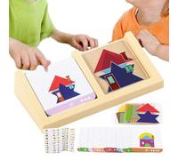 Tangram Puzzle Set, Geometric Pattern Blocks, 5.51x2.60x1.18 Inches, Brain Development Aid, Shape Recognition Game, Educational Learning Toy for Preschool Classroom Activity