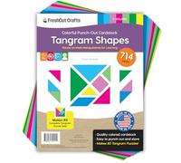 Tangram Shapes Math Manipulatives for Learning Multicolor Triangles, Squares, Parallellograms Easy-Punch Paper Shape Cutouts in 7 Bright Colors US Made Card Stock (714 Pcs)