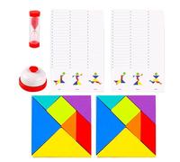 Tangram Wooden Puzzle, 17x8.5x3.5cm Brain Teaser Logic Game, Smooth Block Design, STEM Educational Toy, Creative Mind Building Solution, Suitable for Classrooms Parties Kids Learning Brain Training