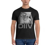 Tang's lifestyle Men-s-T-Shirts-Music-Band-Vintage-100-Cotton-Tees-Short-Sleeve-D-DIIV-T-Shirts Black