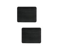 Tangseajiao 2pc black Minimalist Pu Leather Card Holder, 3 Slots Slim, Pocket Slim Wallet Business Card Cover Coin Purse for Women Men