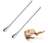 Tangseajiao 2Pcs Silver Crested Gecko Food Mixing Spoon Reptile Stirring Food Feeding Spoon Suitable for Crested Geckos, Lizards, Bearded Dragons,Chameleons and Other Reptiles and Amphibians