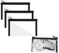 Tangseajiao 3Pcs Small Black Clear Makeup Pouches, Waterproof Cosmetic Bag with Zipper Portable Case Kit Storage Holder for Purse Lipstick Bathroom Vacation Organizing