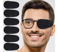 Tangseajiao 6 Pcs Black Breathable Eye Patches, Reusable Lazy Eye Patch, Right & Left Eye Patch for Glasses, for Treating Lazy Amblyopia Strabismus After Surgery