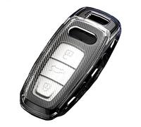 TANGSEN Key Fob Case TPU Cover Compatible with Audi A3 A6 A7 A8 E-Tron S3 S6 RS6 S7 RS7 Q7 SQ7 Q8 SQ8 Transparent Carbon Fiber Texture 3 & 4 Button Protective Key Shell (Black)
