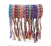 Tangser Woven Friendship Bracelets, Braided Bracelets String, Adjustable Nepal Bracelet，Mexico Wave Anklet for Best Friends Kids Women Girls Kids Men（12PCS）, One Size, 棉, no gemstone