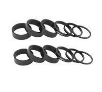 TANGSIYANG Headset Spacers 6/12 Pcs Aluminum Alloy Bike Headset Washer Mountain Bicycle Front Fork Stem Handlebar Spacers Ring Gasket(2 set black)