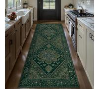Tangsoo 2x6 Washable Runner Rug for Hallways, Dark Green Non Slip Vintage Runner Rug, Soft Oriental Low Pile Long Rug Runner, Carpet Runners for Kitchen Bedroom Entryway Bathroom Living Room