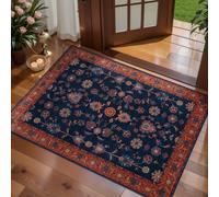 Tangsoo Floral Small Rug 2x3 Washable Rug for Entryways Vintage Non-Slip Area Rugs Red Blue Entry Rugs Distressed Floor Carpet Soft Low Pile Door Mat for Entrance Bedroom Kitchen Foyer Decor