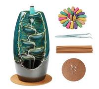 TANGT Ceramic Backflow Incense Burner, 120 Upgraded Cones & 30 Sticks Included, Hand Crafted Home Decor Aromatherapy Ornament