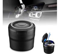 TANGTX Car Ashtray for BMW iX1 2023 2024, ashtray with lid smell proof with LED Light Lid Self Extinguishing Ash Tray Detachable