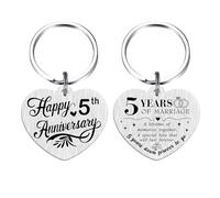 Tangvo 5 Years Anniversary Keychain - Happy 5th Wedding Anniversary Present