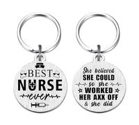 Tangvo Best Nurse Ever Gifts - She Believed She Could So She Worked Keychain - Nurse Graduation Gift RN Nursing Ideas 2024