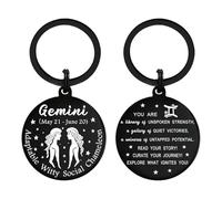 Tangvo Gemini Zodiac Gifts for Women Men - Gemini Birthday Keychain - Gemini Zodiac Sign Presents