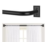 TANGWIN Black Wrap Around Curtain Rods 28 to 48:Blackout Heavy Duty Adjustable Window Curtain Rod for Bedroom Kitchen,Modern Industrial Curved French Return Metal Drapery Rods Easy Install,Matte Black
