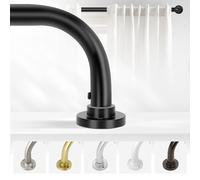 TANGWIN Black Wrap Around Curtain Rods 48 to 90 Inch:Blackout Heavy duty Adjustable Window Curtain Rod for Bedroom,Industrial Darkening Curved French Metal Single Drapery Rods Easy Install,Matte Black
