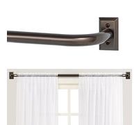 TANGWIN Bronze Wrap Around Curtain Rods 48 to 90 Inch:Blackout Heavy Duty Adjustable Window Curtain Rod Room Darkening,1Inch Modern Industrial Curved French Return Metal Drapery Rod Easy Install,Brown