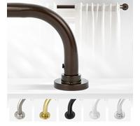 TANGWIN Bronze Wrap Around Curtain Rods 66 to 120 Inch:Blackout Heavy duty Adjustable Window Curtain Rod for Bedroom,Industrial Darkening Curved French Metal Single Drapery Rods Set Easy Install,Brown