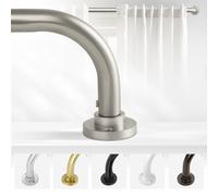 TANGWIN Brushed Nickel Wrap Around Curtain Rods,Heavy Duty Curtain Rods for windows 48 to 84 inch(4-7Ft),1 Inch Adjustable Blackout Curtain Rod,Room Darkening Window Curtain Rod 48-90",Satin Nickel