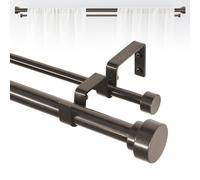 TANGWIN Double Curtain Rod, Bronze, 66-120 Inch Adjustable Heavy Duty 1 Inch Dual Rod for Windows, Antique Bronze Finish
